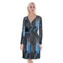 Space Star Blue Sky Long Sleeve Velvet Front Wrap Dress View1