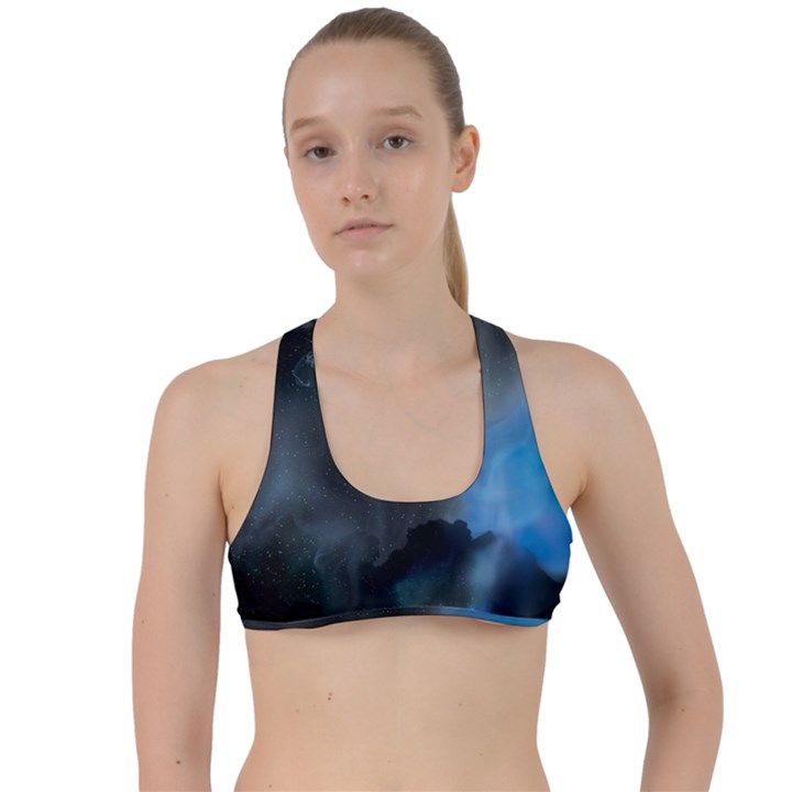 Space Star Blue Sky Criss Cross Racerback Sports Bra