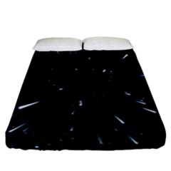 Space Warp Speed Hyperspace Through Starfield Nebula Space Star Line Light Hole Fitted Sheet (king Size)