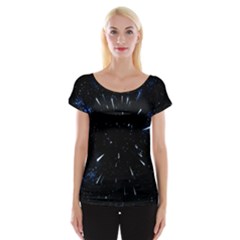 Space Warp Speed Hyperspace Through Starfield Nebula Space Star Line Light Hole Cap Sleeve Tops by Mariart