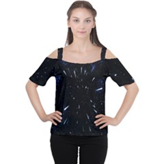 Space Warp Speed Hyperspace Through Starfield Nebula Space Star Line Light Hole Cutout Shoulder Tee