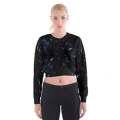 Space Warp Speed Hyperspace Through Starfield Nebula Space Star Line Light Hole Cropped Sweatshirt by Mariart