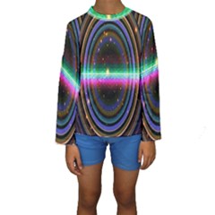 Spectrum Space Line Rainbow Hole Kids  Long Sleeve Swimwear by Mariart