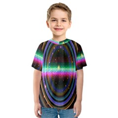 Spectrum Space Line Rainbow Hole Kids  Sport Mesh Tee