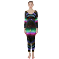 Spectrum Space Line Rainbow Hole Long Sleeve Catsuit by Mariart