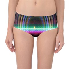 Spectrum Space Line Rainbow Hole Mid-waist Bikini Bottoms by Mariart