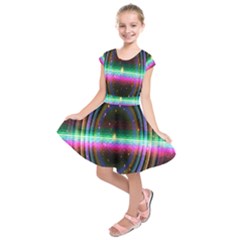 Spectrum Space Line Rainbow Hole Kids  Short Sleeve Dress by Mariart