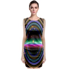 Spectrum Space Line Rainbow Hole Sleeveless Velvet Midi Dress by Mariart