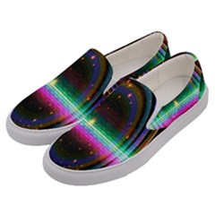 Spectrum Space Line Rainbow Hole Men s Canvas Slip Ons by Mariart