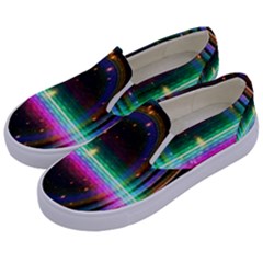 Spectrum Space Line Rainbow Hole Kids  Canvas Slip Ons by Mariart