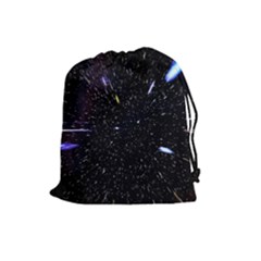 Space Warp Speed Hyperspace Through Starfield Nebula Space Star Hole Galaxy Drawstring Pouches (large) 