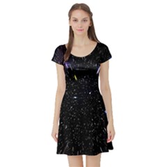 Space Warp Speed Hyperspace Through Starfield Nebula Space Star Hole Galaxy Short Sleeve Skater Dress by Mariart