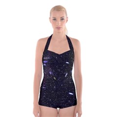 Space Warp Speed Hyperspace Through Starfield Nebula Space Star Hole Galaxy Boyleg Halter Swimsuit  by Mariart