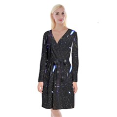 Space Warp Speed Hyperspace Through Starfield Nebula Space Star Hole Galaxy Long Sleeve Velvet Front Wrap Dress by Mariart