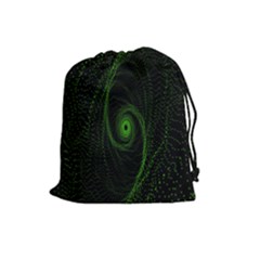 Space Green Hypnotizing Tunnel Animation Hole Polka Green Drawstring Pouches (large)  by Mariart