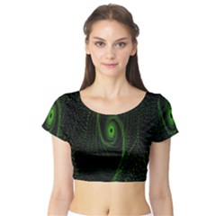 Space Green Hypnotizing Tunnel Animation Hole Polka Green Short Sleeve Crop Top by Mariart