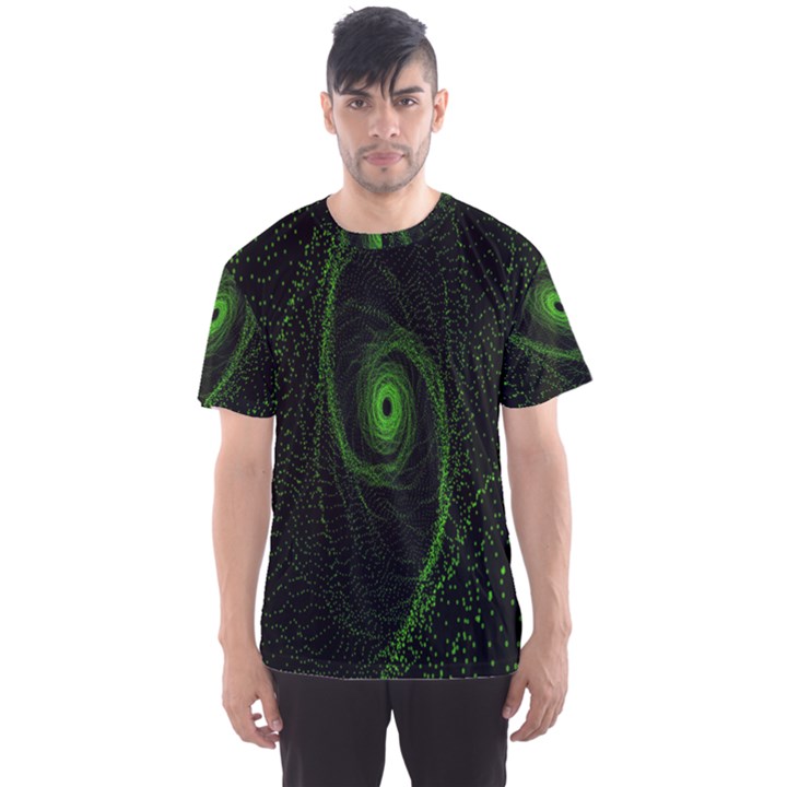 Space Green Hypnotizing Tunnel Animation Hole Polka Green Men s Sports Mesh Tee