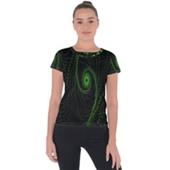 Space Green Hypnotizing Tunnel Animation Hole Polka Green Short Sleeve Sports Top 