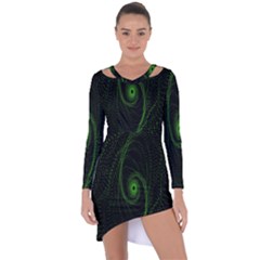 Space Green Hypnotizing Tunnel Animation Hole Polka Green Asymmetric Cut-out Shift Dress