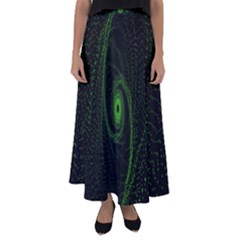 Space Green Hypnotizing Tunnel Animation Hole Polka Green Flared Maxi Skirt