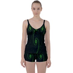 Space Green Hypnotizing Tunnel Animation Hole Polka Green Tie Front Two Piece Tankini