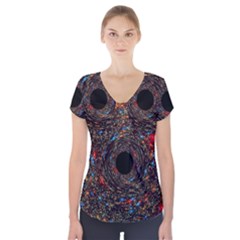 Space Star Light Black Hole Short Sleeve Front Detail Top