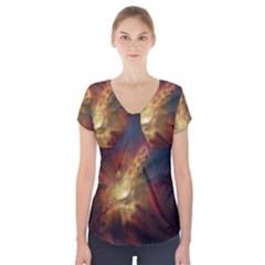 Sun Light Galaxy Short Sleeve Front Detail Top by Mariart