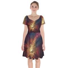 Sun Light Galaxy Short Sleeve Bardot Dress by Mariart