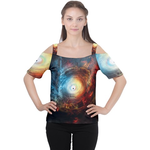 Supermassive Black Hole Galaxy Is Hidden Behind Worldwide Network Cutout Shoulder Tee by Mariart