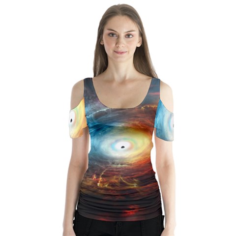 Supermassive Black Hole Galaxy Is Hidden Behind Worldwide Network Butterfly Sleeve Cutout Tee  by Mariart