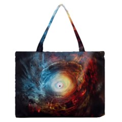 Supermassive Black Hole Galaxy Is Hidden Behind Worldwide Network Zipper Medium Tote Bag by Mariart