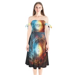 Supermassive Black Hole Galaxy Is Hidden Behind Worldwide Network Shoulder Tie Bardot Midi Dress by Mariart