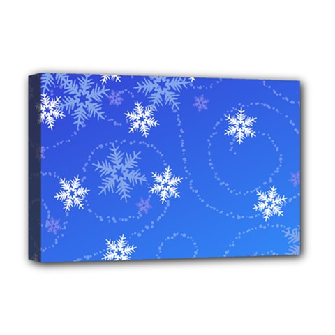 Winter Blue Snowflakes Rain Cool Deluxe Canvas 18  X 12   by Mariart