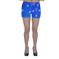 Winter Blue Snowflakes Rain Cool Skinny Shorts