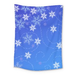 Winter Blue Snowflakes Rain Cool Medium Tapestry by Mariart