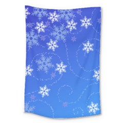 Winter Blue Snowflakes Rain Cool Large Tapestry by Mariart