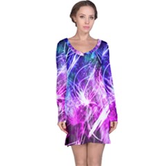 Space Galaxy Purple Blue Long Sleeve Nightdress by Mariart