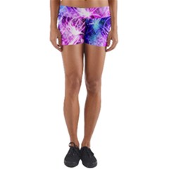 Space Galaxy Purple Blue Yoga Shorts by Mariart