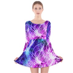 Space Galaxy Purple Blue Long Sleeve Velvet Skater Dress by Mariart