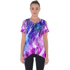 Space Galaxy Purple Blue Cut Out Side Drop Tee