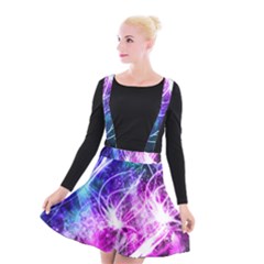 Space Galaxy Purple Blue Suspender Skater Skirt by Mariart