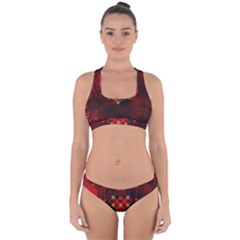 Wonderful Elegant Decoative Heart With Flowers On The Background Cross Back Hipster Bikini Set