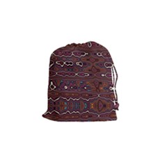 Hippy Boho Chestnut Warped Pattern Drawstring Pouches (small)  by KirstenStar