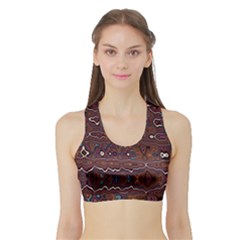 Hippy Boho Chestnut Warped Pattern Sports Bra With Border by KirstenStar