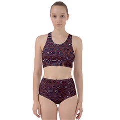 Hippy Boho Chestnut Warped Pattern Racer Back Bikini Set