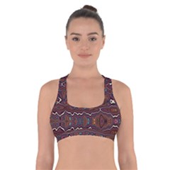 Hippy Boho Chestnut Warped Pattern Cross Back Sports Bra by KirstenStar