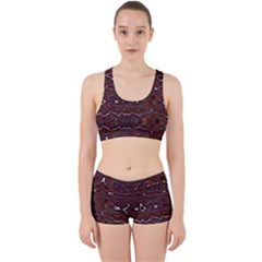 Hippy Boho Chestnut Warped Pattern Work It Out Sports Bra Set by KirstenStar