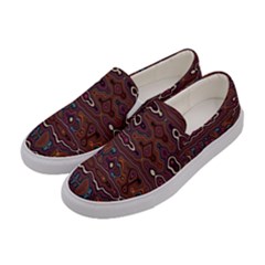 Hippy Boho Chestnut Warped Pattern Women s Canvas Slip Ons