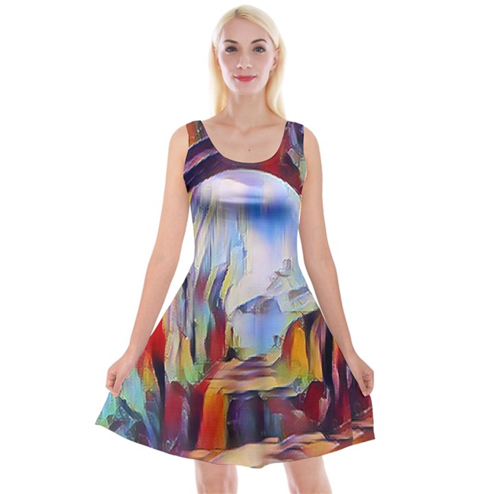 abstract tunnel Reversible Velvet Sleeveless Dress