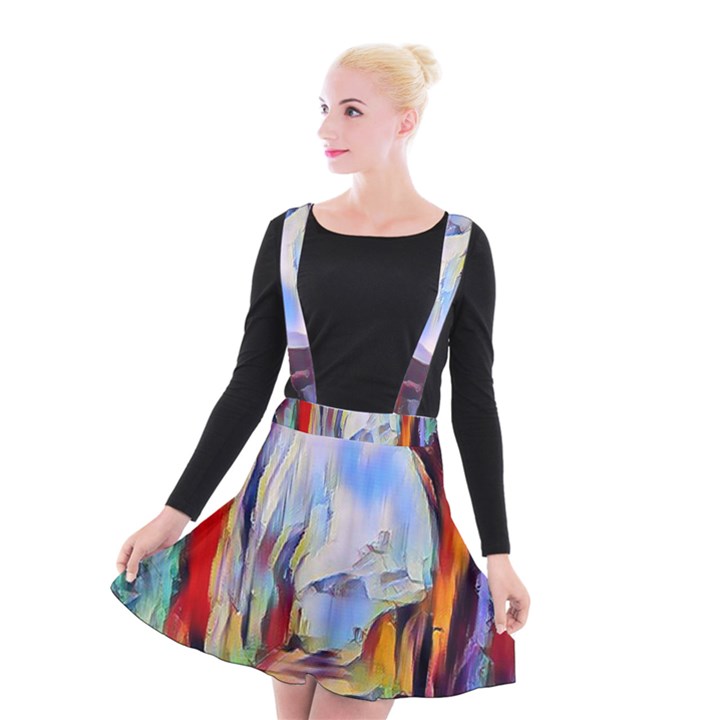 abstract tunnel Suspender Skater Skirt